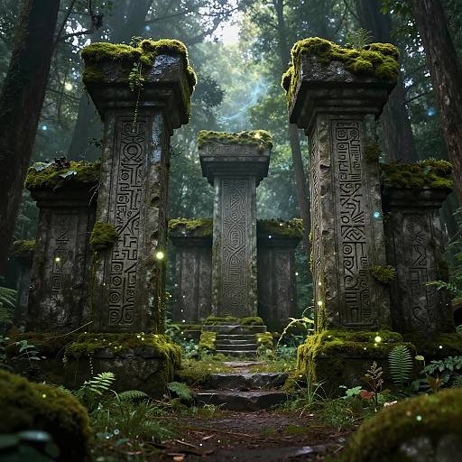 Mystical Forest with Glowing Ruins