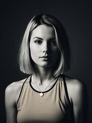 Blonde Woman in Minimalist Striped Tank Dress