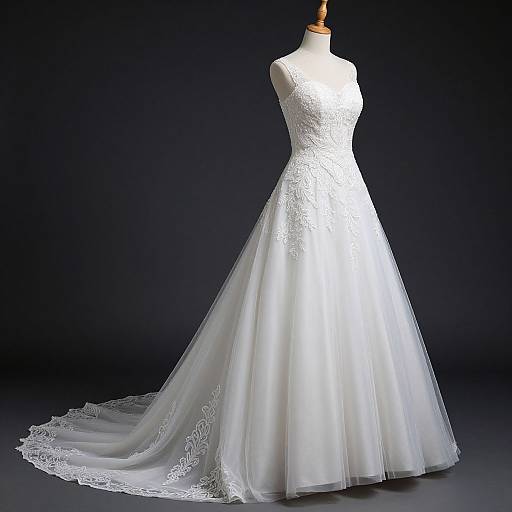 Elegant White Wedding Dress on Mannequin