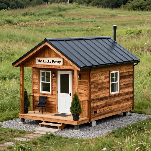 Photograph of a small wooden outhouse named 