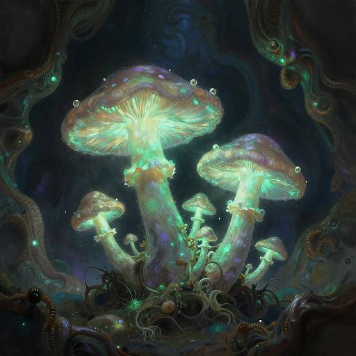 Mystical Glowing Mushrooms Cavern