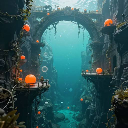 Submerged Canyon with Mystical Structures