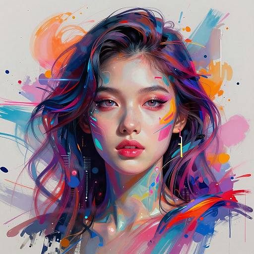 Vibrant Abstract Neon Portrait Art