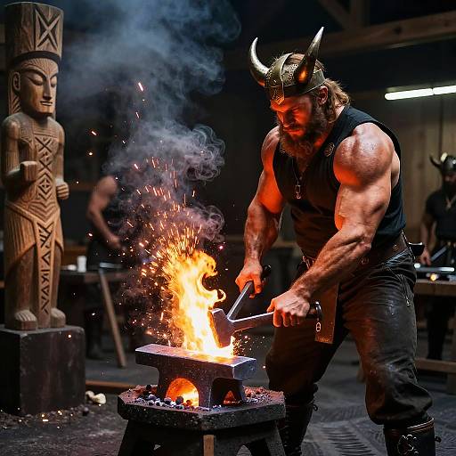 Icelandic Vikings Forging Weapons