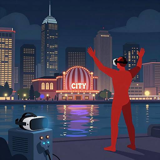 Virtual Reality Game at Night