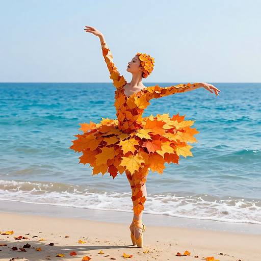 Ballerina of Autumn Leaves by Shore
