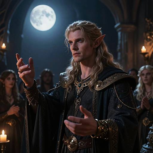 Spellbinding Male Drow Bard Illustration