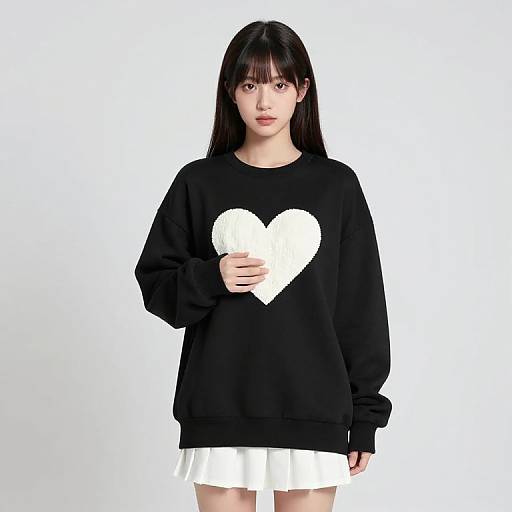 Nun Holding Heart in Black and White