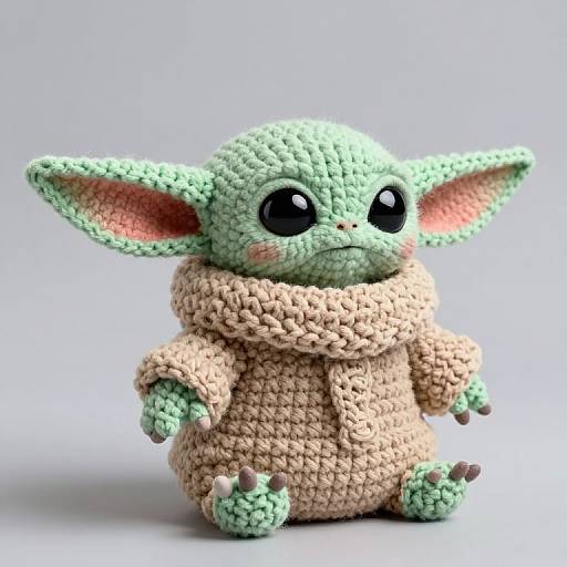Whimsical Crocheted Baby Yoda Charm