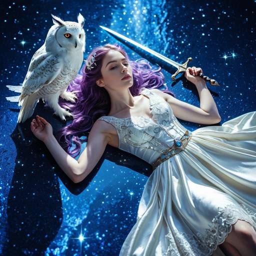 Fantasy Oracle with Amethyst Hair and Owl