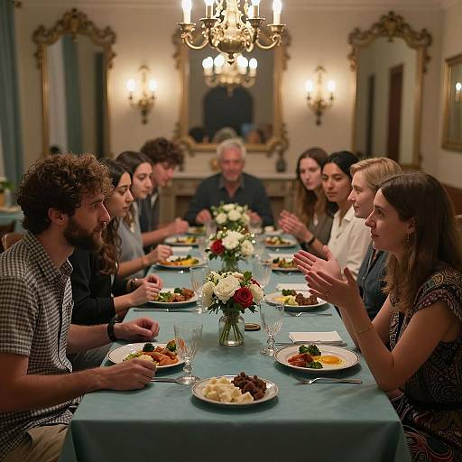 Elegant Dinner Gathering with Conversation