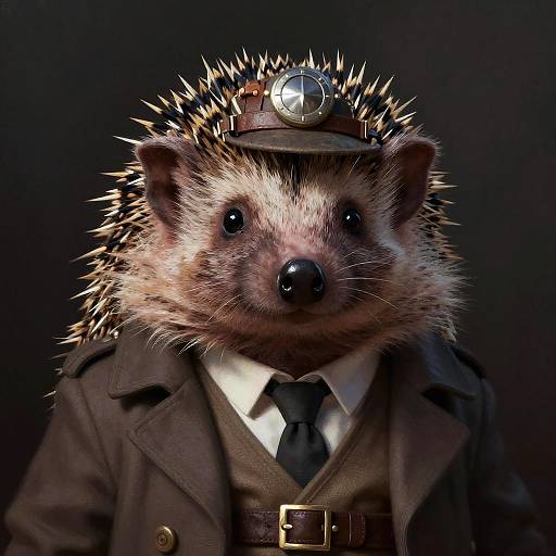 Stern Hedgehog Detective Portrait