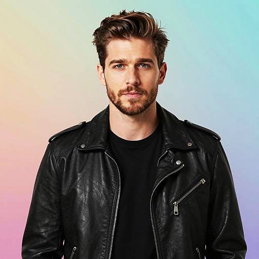 Man in Black Leather Jacket