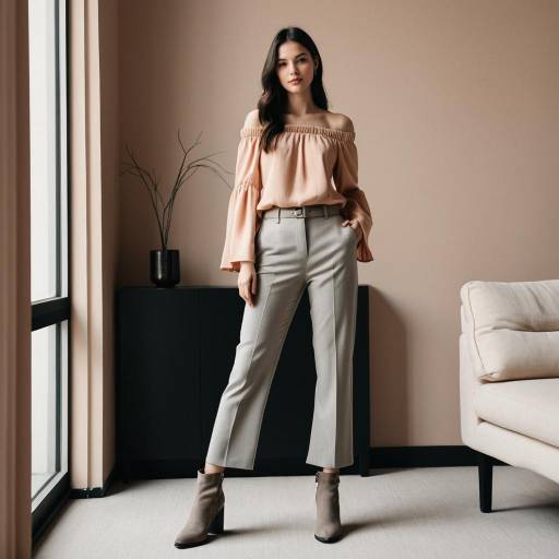 Woman in Off-Shoulder Blouse and Trousers