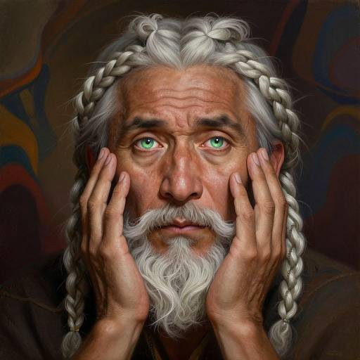 Hyperrealistic Portrait of Wise Central Asian Man