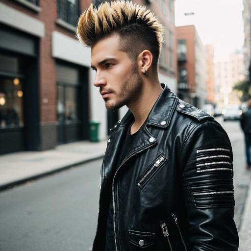 Male Model with Faux Hawk Fade and Leather Jacket