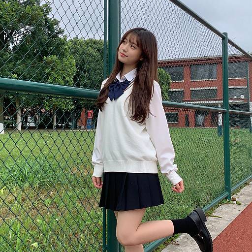 Japanese Schoolgirl in Urban Setting