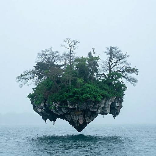 Emerald Floating Island with Ethereal Trees