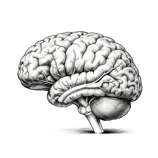 Realistic Detailed Brain Pencil Sketch