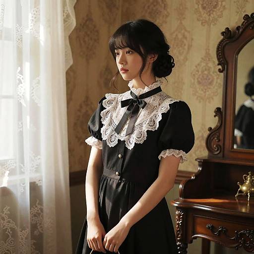 Victorian Elegance with White Bangs