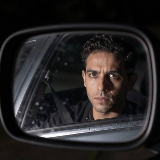 Dramatic Car Mirror Portrait with Light