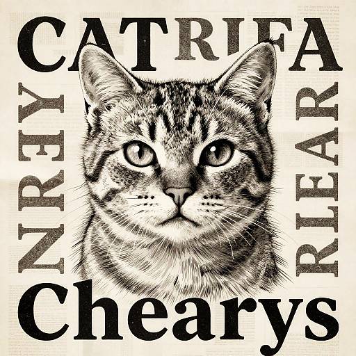 Stylized Black and White Text Cat Art