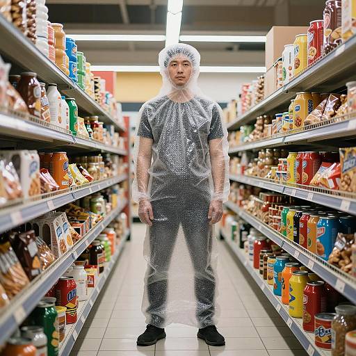 Ultra-Realistic Asian Man in Supermarket