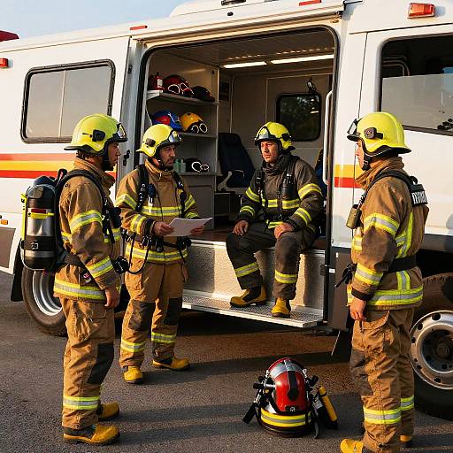 Emergency Response Briefing at Sunset