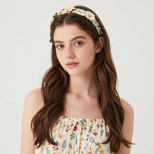 Girl in Floral Dress with Headband