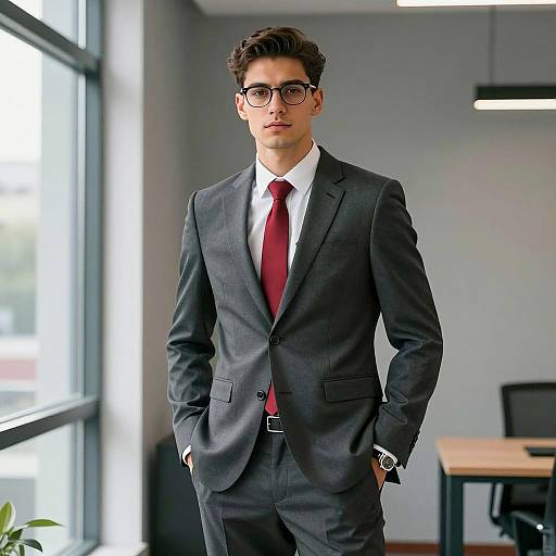 Confident Young Man in Accountant Costume