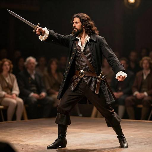 Dramatic 18th-Century Pirate On Stage