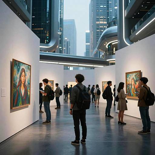 Futuristic AI Art Gallery Experience