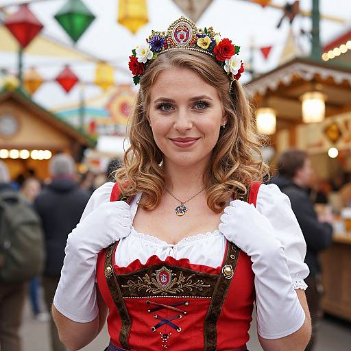 Vibrant Oktoberfest Woman in Traditional Dress