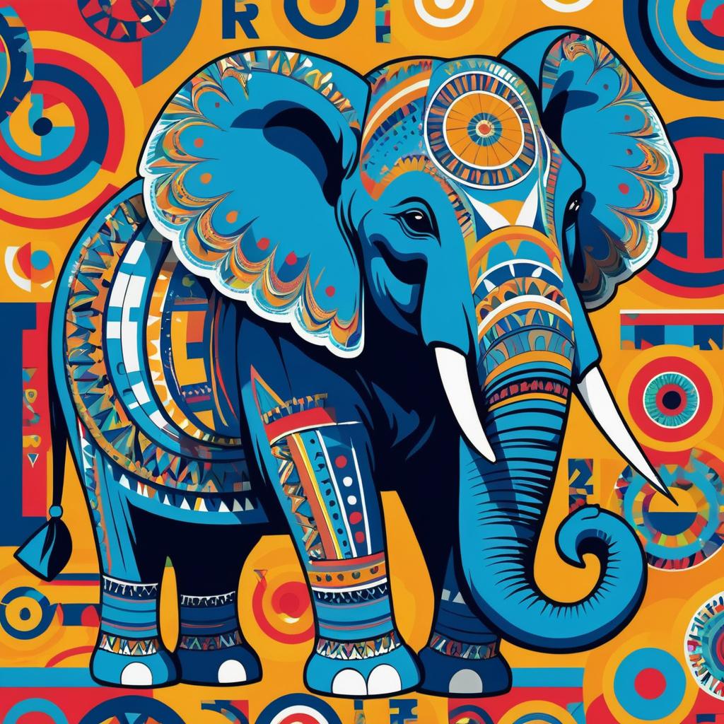 Bold Typography Elephant Art Illustration