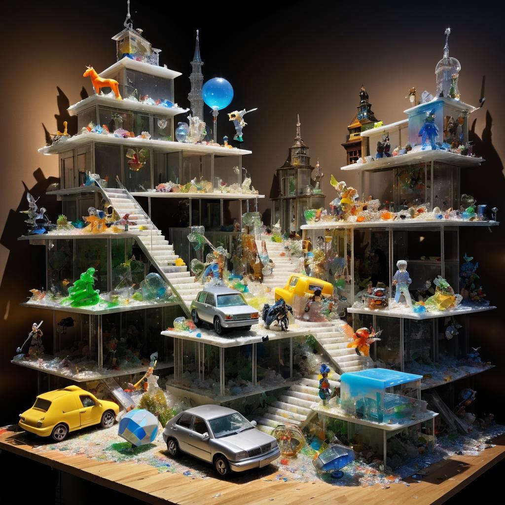 Urban Fantasy Sculpture with Glass and Toys