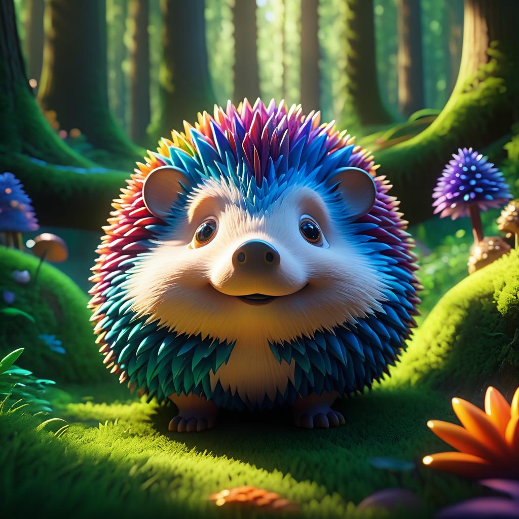 Charming Pixar-Style Hedgehog in Fantasy