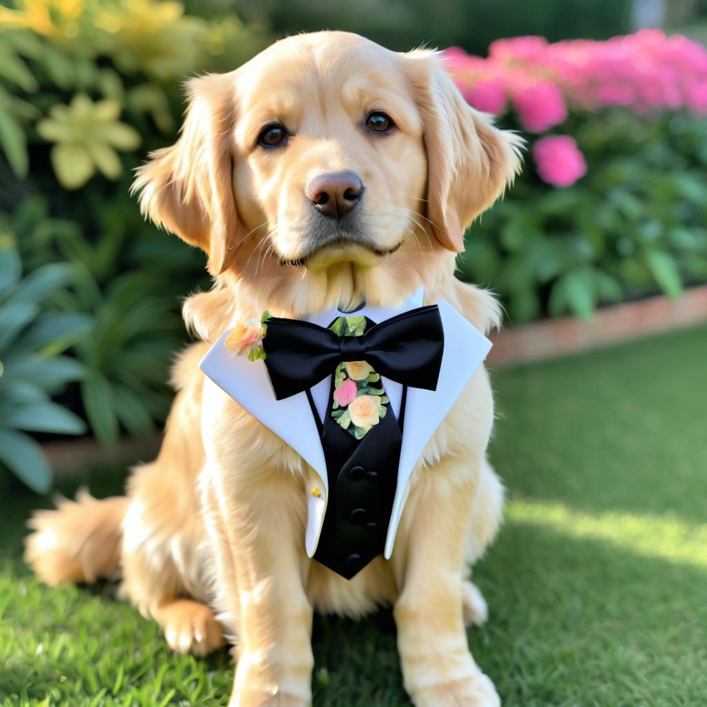 Elegant Golden Retriever in Formal Attire