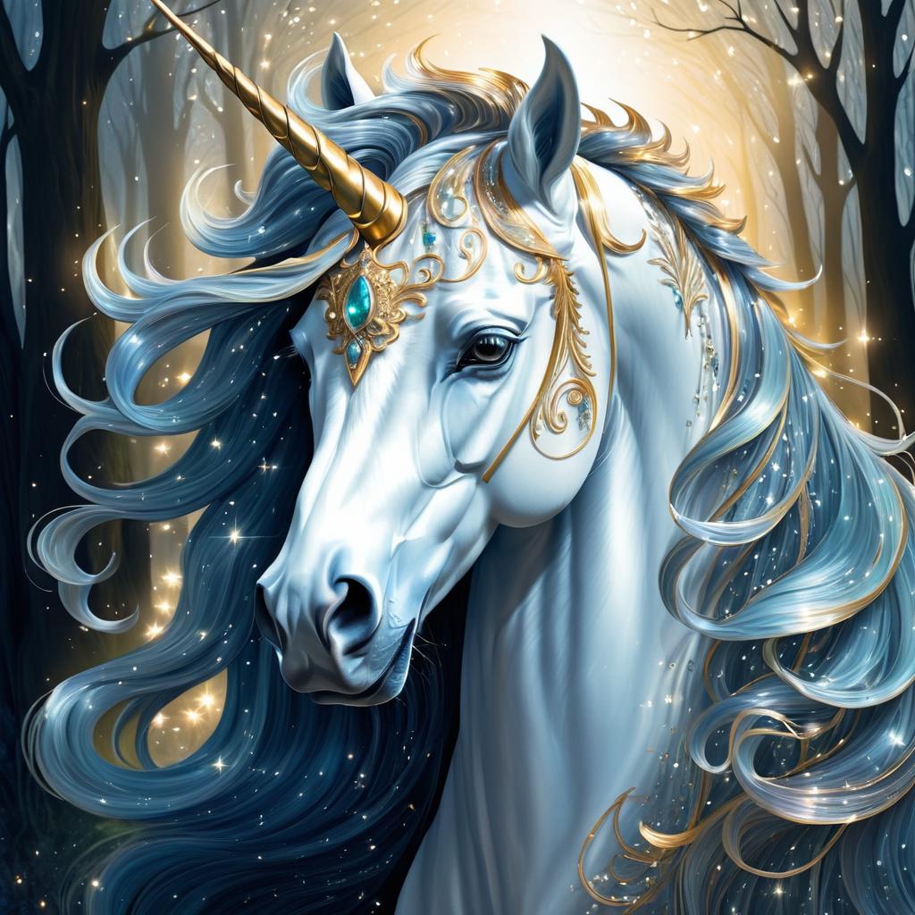 Elegant Majestic Unicorn Portrait Art