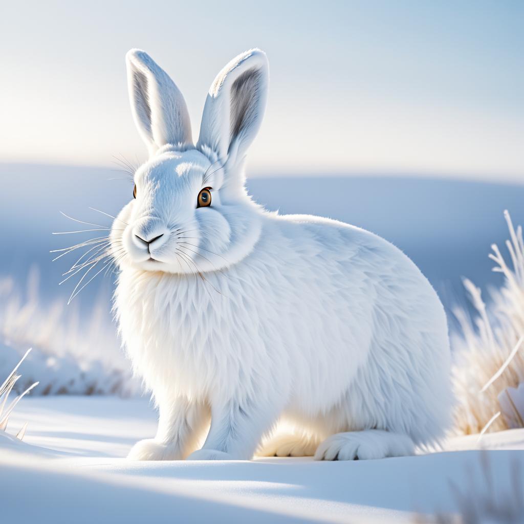 Majestic Arctic Hare in Snowy Meadow