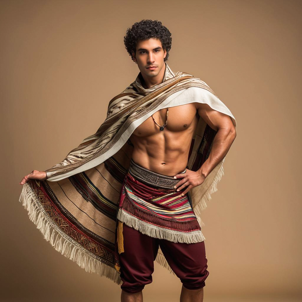 Muscular Male Performer in Andean Costume