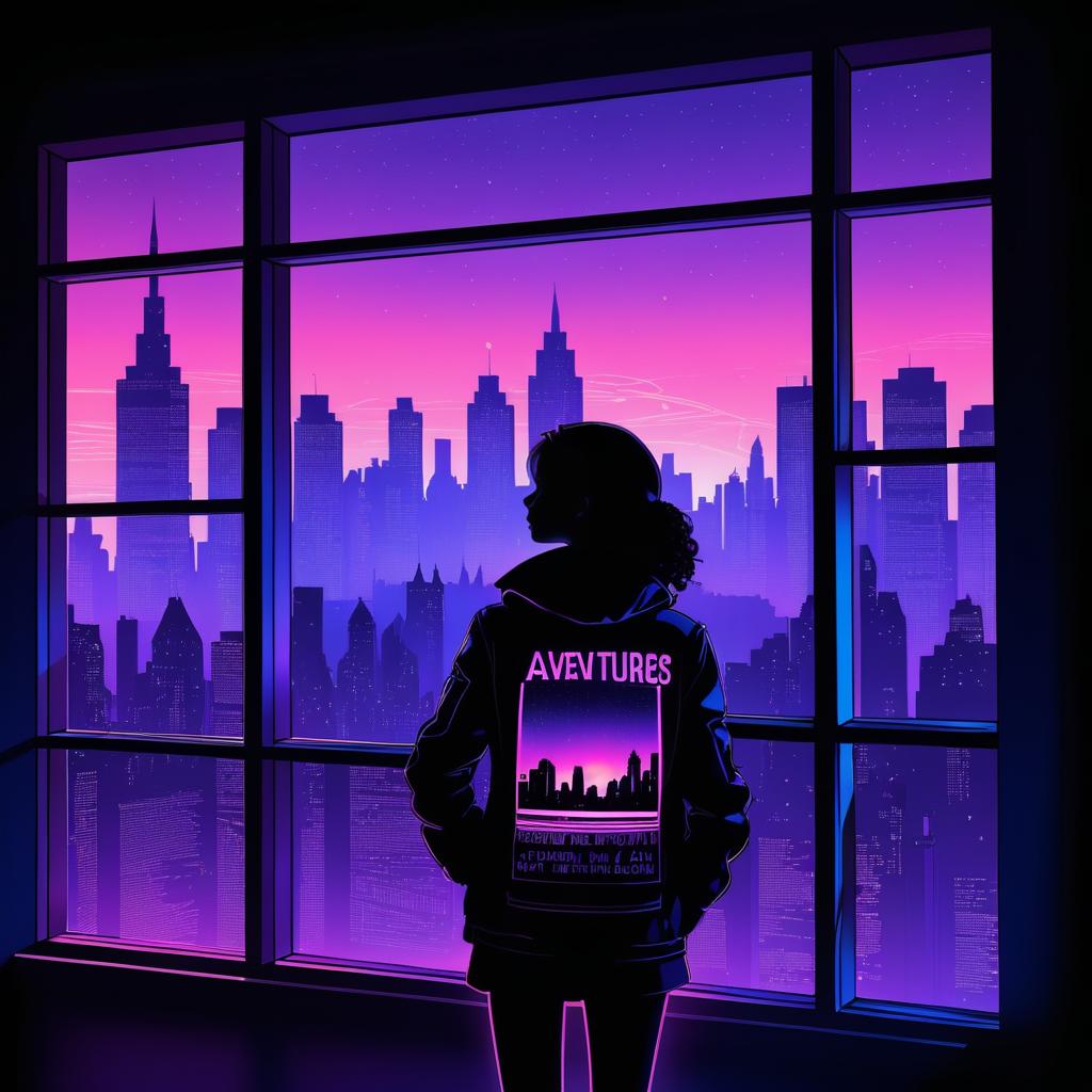 Ethereal Cityscape: Girl in Silhouette