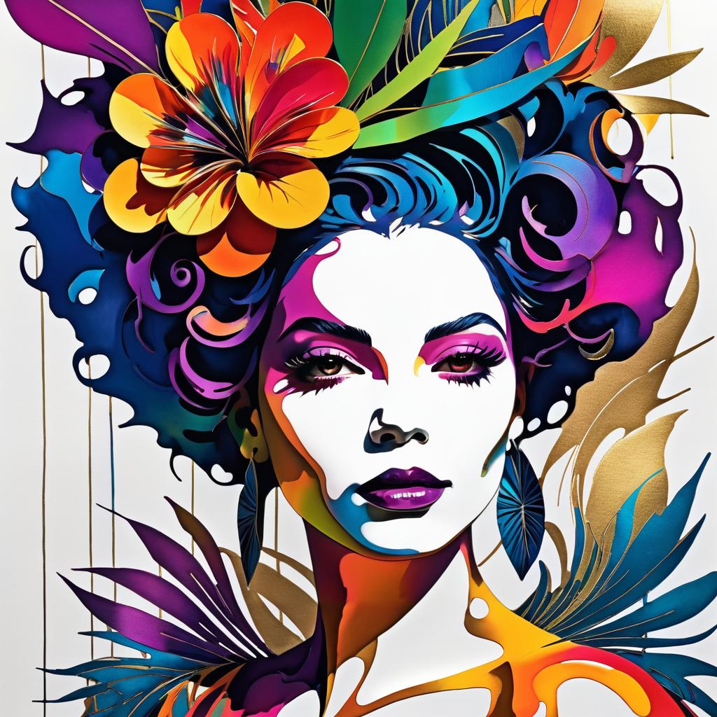 Vibrant Botanical-Inspired Artistic Portrait