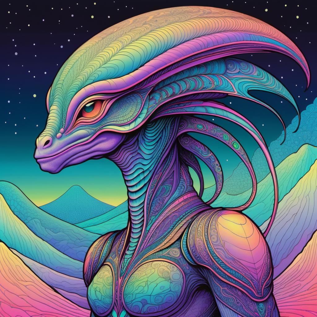 Vibrant Alien Creature with Surreal Proportions