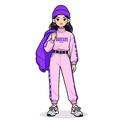 Trendy Woman in Pink Athleisure