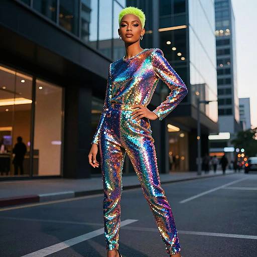 Futuristic Neon Fashion Editorial Portrait