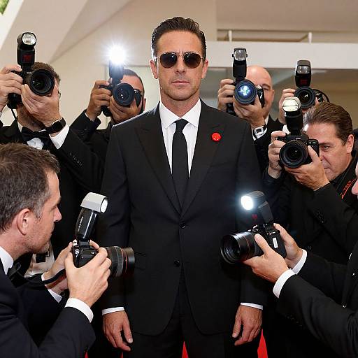 Celebrity Amidst Flashing Paparazzi