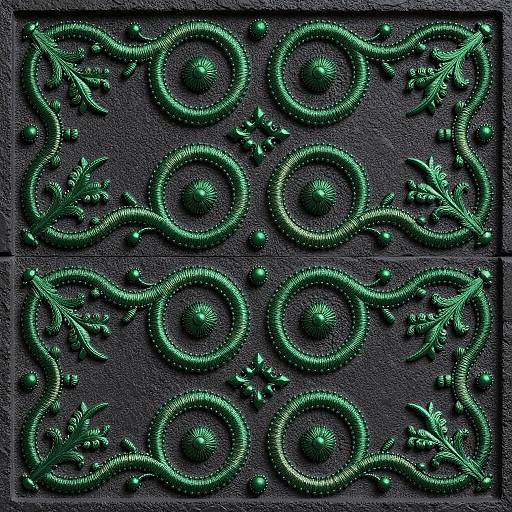 Victorian Scrollwork Pattern with Emerald Accents