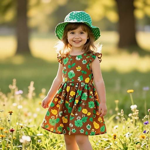 Joyful Girl in Floral Meadow