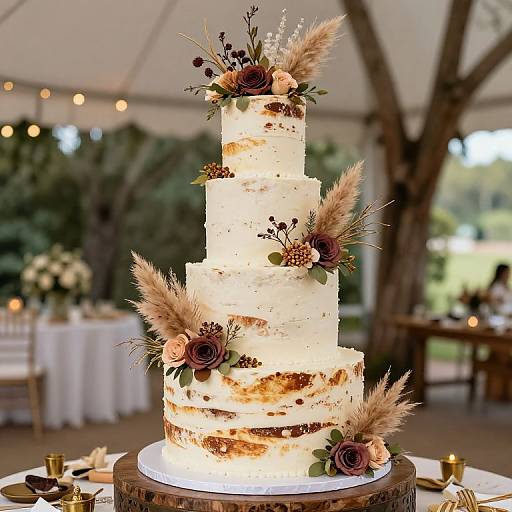 Boho Style Four-Tier Wedding Cake