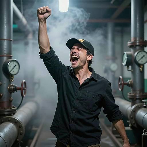 Dynamic Man in Industrial Excitement